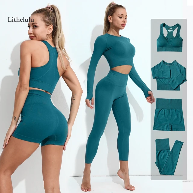 Ensemble de vêtements de sport sans couture pour femme, top court, haut à  manches longues, leggings taille haute, idéal pour entraînement, yoga,  fitness, tenue de 2, 3 ou 5 pièces - AliExpress