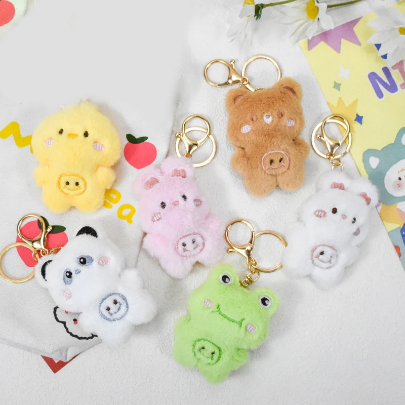 

Cute Cartoon Animal Plush Doll With Sound Cute Stuffed Panda Bear Rabbit Frog Dolls Keychain Bag Pendant Decor