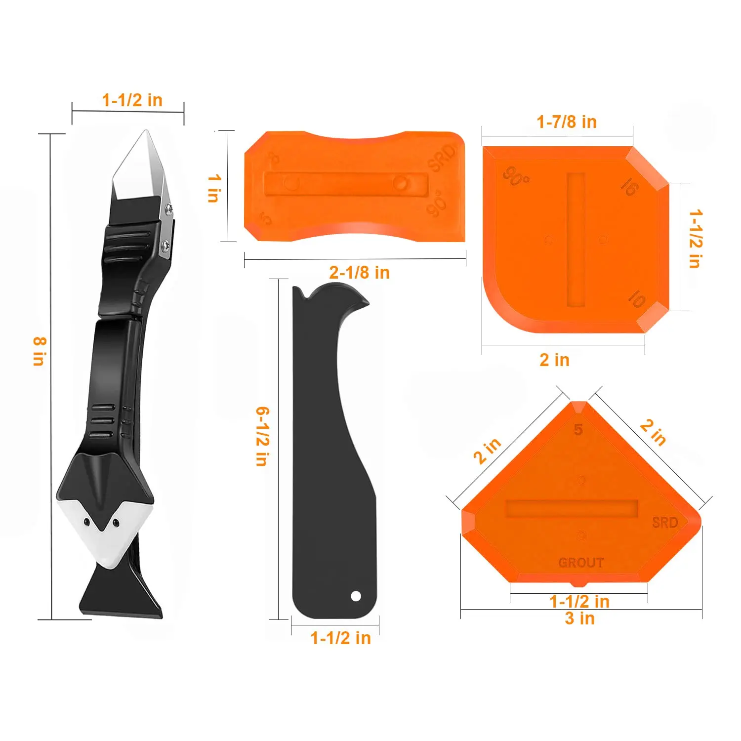 Silicone Scraper Glue Remover Knife Angle Beauty Crevice Spatula Tool Grout Scraper Kit 5in1 Multifunction Coner Caulking Tool cleaning scraper scraper tool set silicone scraper scraper tool kit scraper tool scraper cleaner