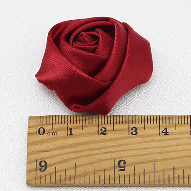 (20Pcs/pack)4cm High Quality Satin Three-dimensional Rose Artificial Flower Wedding Party Dress Decoration Scrapbook DIY Ribbon