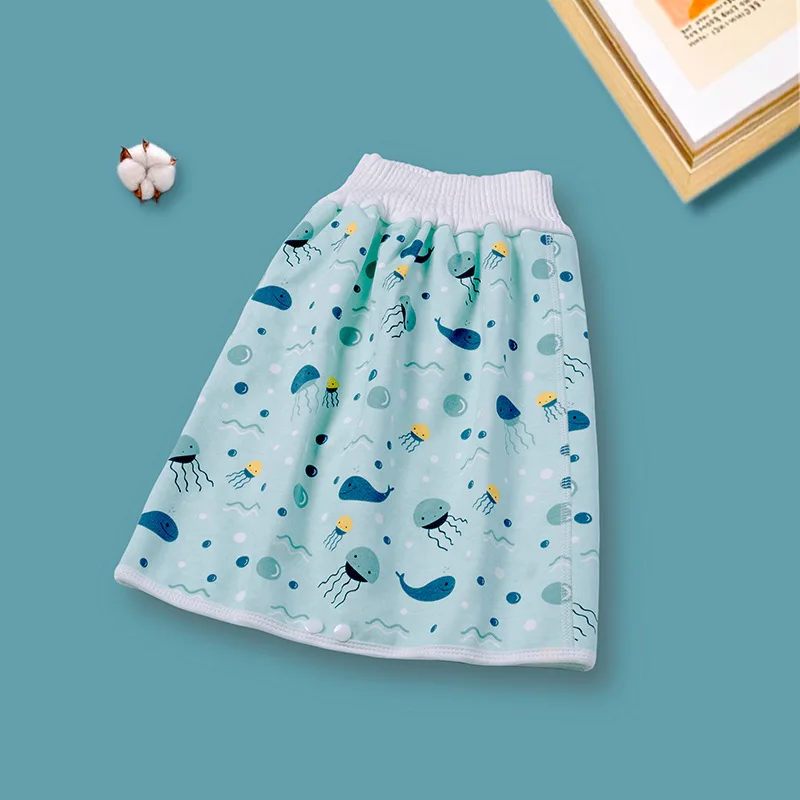 

Kids Skirt Floral Print High Waist Diaper Skirt Diaper Pants for Girls and Boys Baby Training Waterproof Urine Isolation Skirt