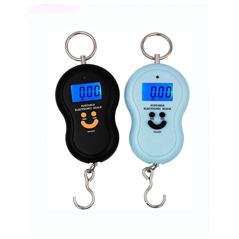 

New Arrival Smile face Hanging Fishing Scale models 50Kg *10g Electronic Backlight Luggage Pocket Weight scales Kg Lb