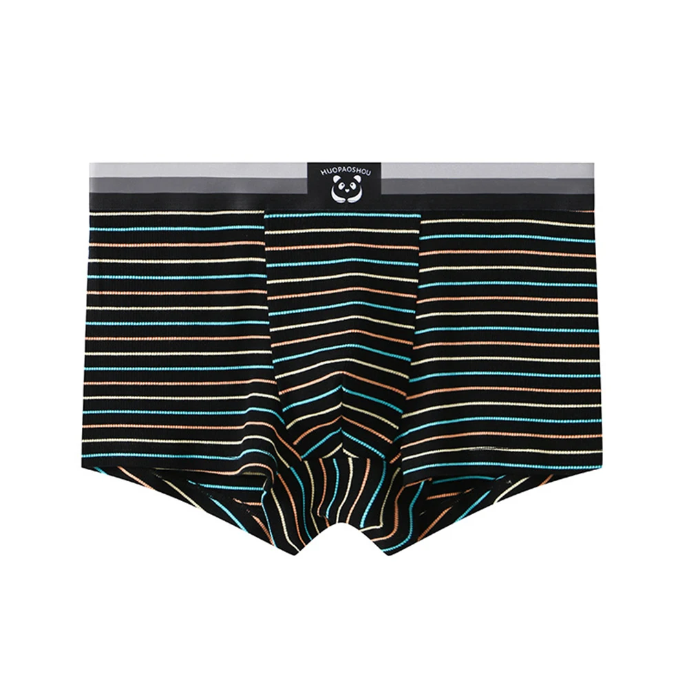 

Men Sexy Underwear Horizontal Striped Shorts Low Rise Panties Convex Pouch Breathable Boxer Briefs Cotton Comfortable Underpants