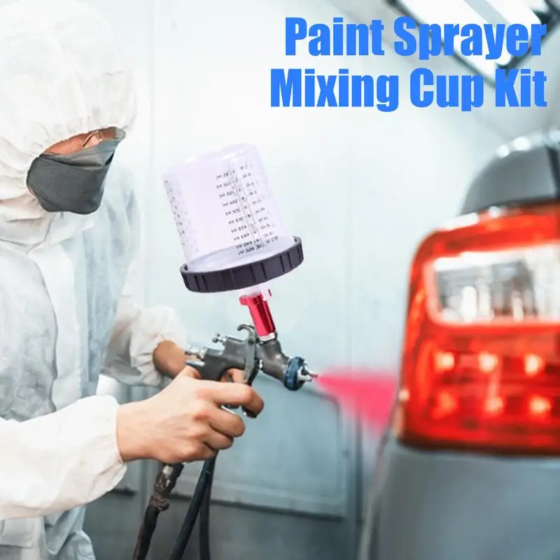 Paint Measuring Cups 10pcs Portable Paint Mixing Cups For Car Spraying Measuring With Lids Sprayer Cup Liners