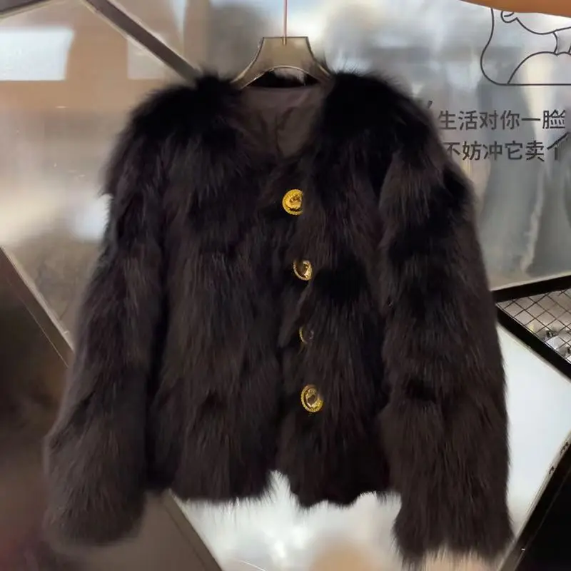 Y2K2024 Autumn And Winter New Warm Short Women'S Thickened Fox Hair Imitation Fur Environmental Protection Coat