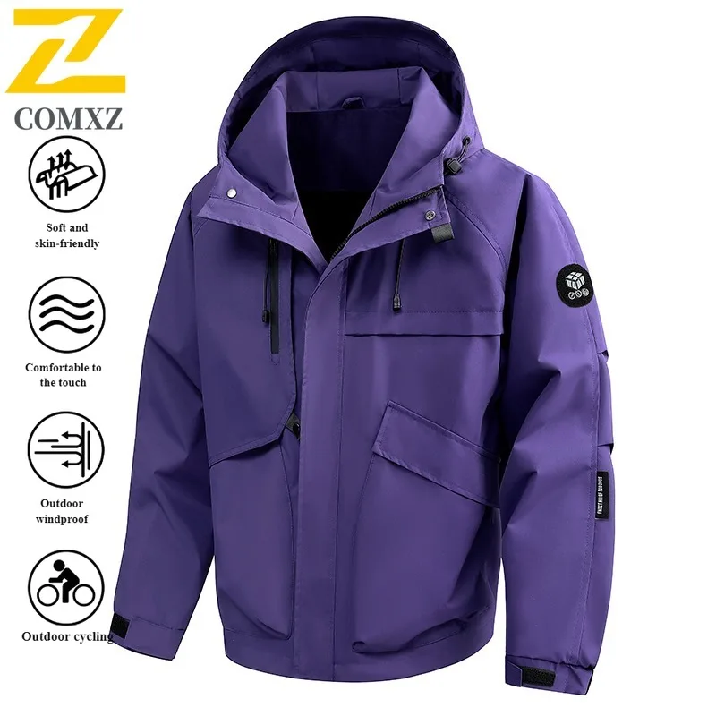 Autumn Workwear Jacket Water-Resistant Windproof Outdoor Coat for Teens Hiking Camping Fishing Durable Lightweight Utility Top