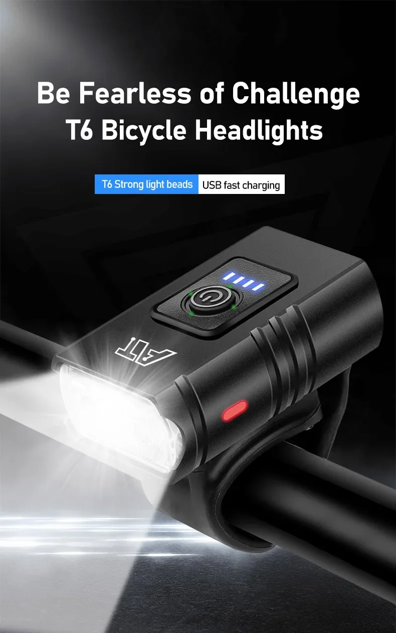 Bike Light Waterproof Rechargeable Power Display