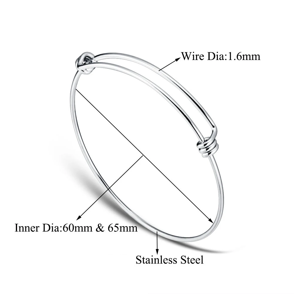 10pcs/Lot Grace Moments Bracelet & Bangle 100% Stainless Steel Cuff Bracelets Women Fashion Jewelry Wire Cable Bangle Adjustable 4
