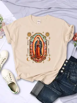 Street Woman T-Shirts Our Lady Of Guadalupe Printed Tee Shirts Comfortable O-Neck Soft Short Sleeve Summer Casual Female Clothes 1