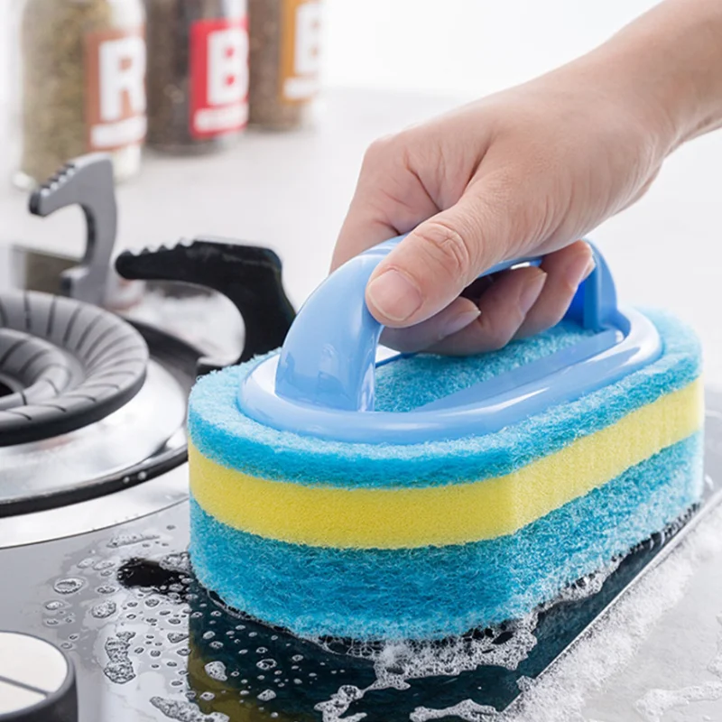 

1pc Handheld Bathtub Scrubber Bathtub Sponge Brush Kitchen Cleaning Brush Blue Soft Magic Sponge Scrub Cleaning Brush