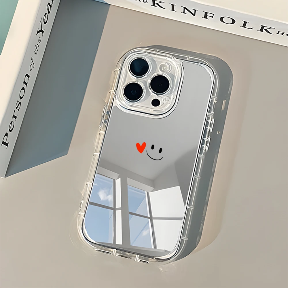 Charming Red Love Heart & Smile Face Phone Case with Mirror Finish