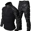 MCBK Training Sets Mens 1/4 Zipper Combat Shirts Cargo Pants Men Wear-resisting Camo Tactical Suit Multiple Pockets Quick Drying 2