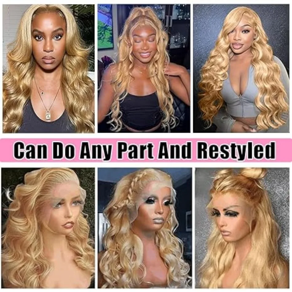 Body Wave Human Hair Wigs 100% Human Hair Quality 13x6 Hd Lace Frontal Wigs 250 Density #27 Honey Blonde Lace Front Colored Wigs