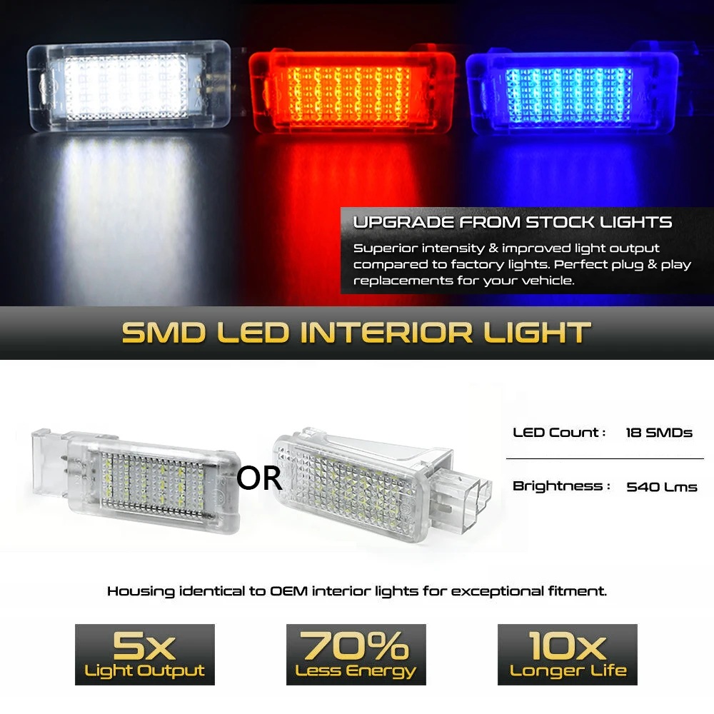 2Pcs LED Footwell Boot Door light Courtesy Luggage Lamps For Skoda Superb B5 B6 B7 Octavia 2 3 4 Fabia Rapid Yeti Kamiq Scala