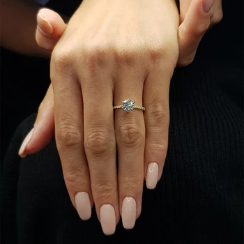 6.5mm Round Cut Moissanite Engagement Ring Classic 925 Sterling Silver Wedding Rings for Women Fine Jewelry Accessories 5