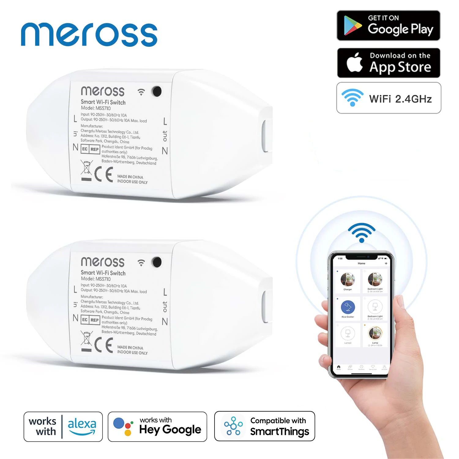 Meross Interruptor de Persianas WiFi, Interruptor de Cortina LED  Inteligentes Paquete de 4 » Chollometro