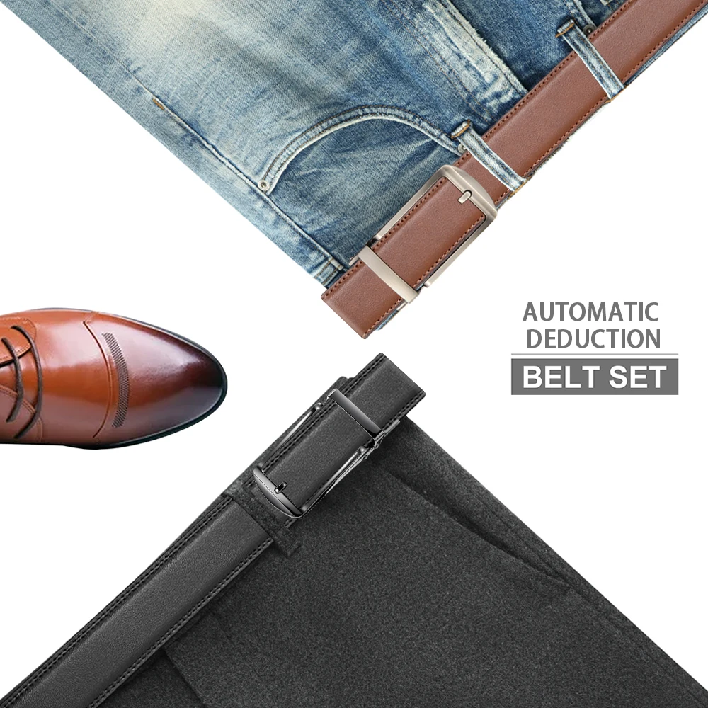Herren-Ledergürtel mit Automatikschnalle, Modischer Legierungsgürtel, Echtes Leder, Luxusgürtel für Herren, Business-Luxus-Designerkleidung – Detail 2