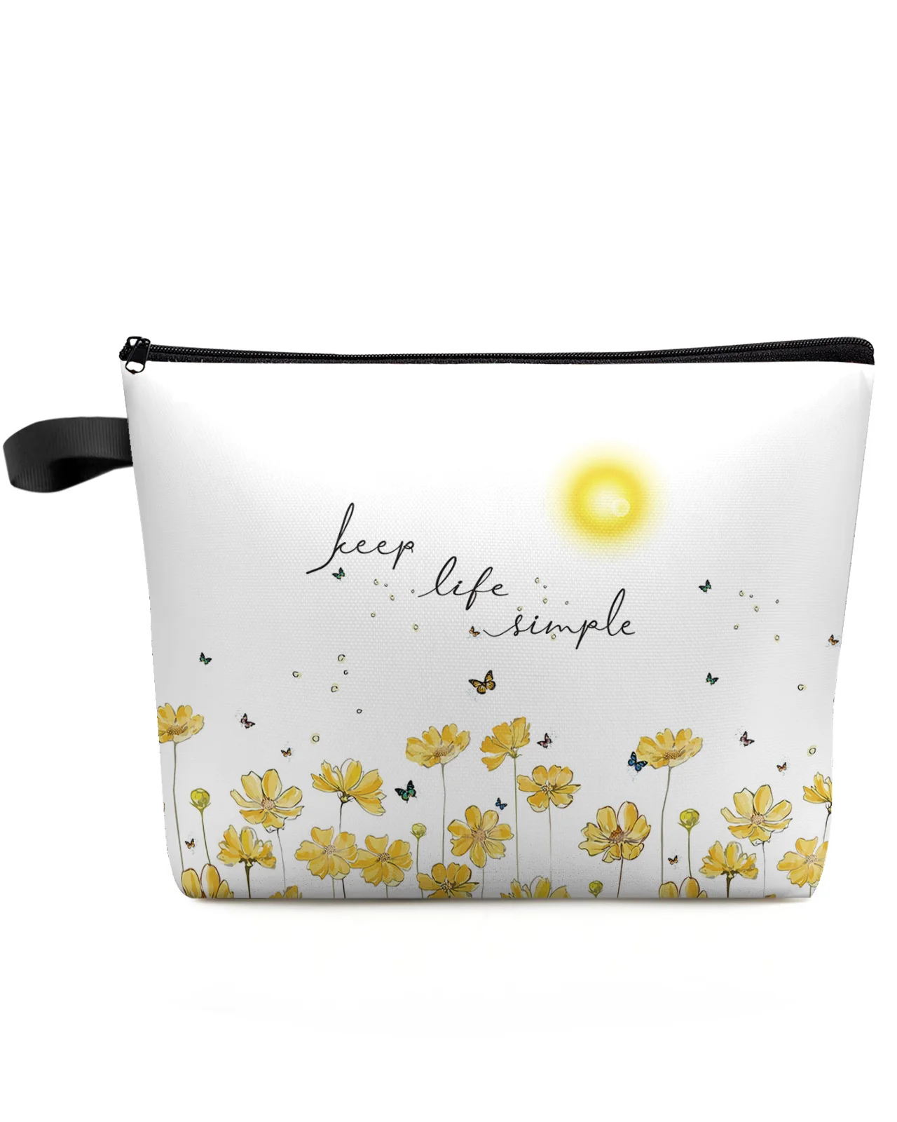 

Sun Butterfly Flower Makeup Bag Pouch Travel Essentials Lady Women Cosmetic Bags Toilet Organizer Kids Storage Pencil Case