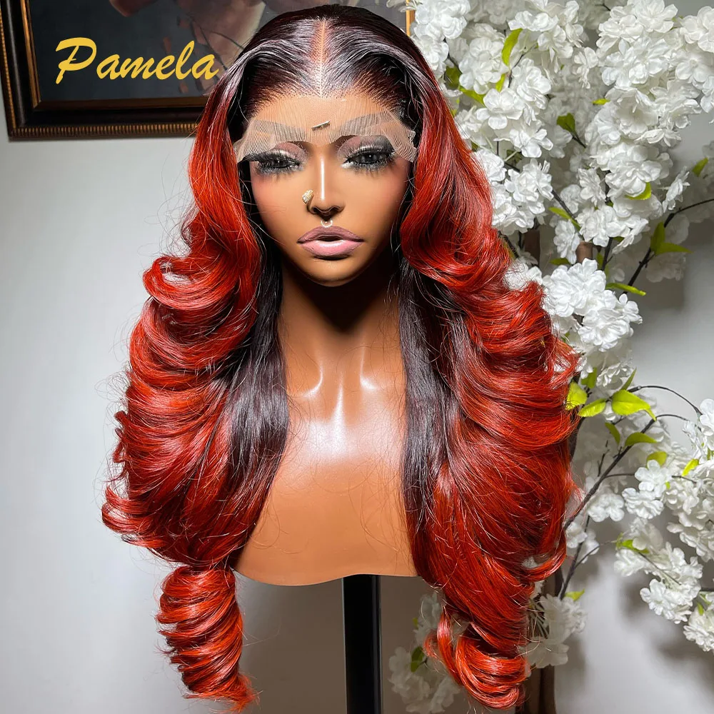 250 Density Body Wave Dark Red Color 13x4 Transparent Lace Front Human Hair Gluless Black Cherry Human Hair Ready To Wear
