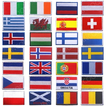 Flaga narodowa niemcy rumunia szwajcaria hiszpania francja belgia włochy holandia polska rosja wielka brytania portugalia czeska flaga węgier łatka tanie i dobre opinie CN (pochodzenie) 8*5 CM Przyjazne dla środowiska Haftowana Plastry Hook Loop Tak ( 50 sztuk) HCK-211230 National Flag Patches