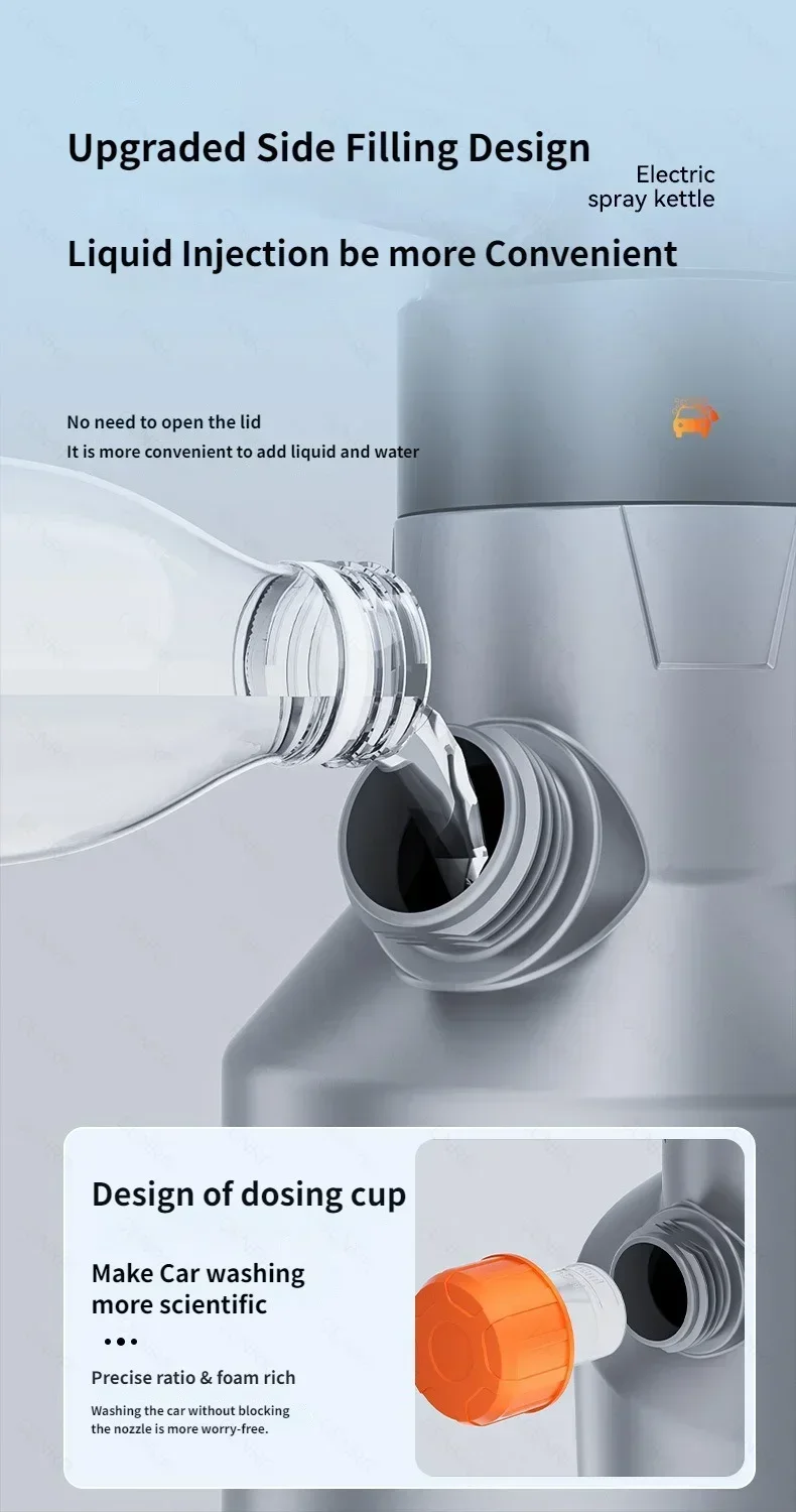 Elektrisches Schaumspray2L, handgehaltene Schneeflocken-Schaumdüse, Auto-Reinigungsspray, Reinigungszubehör, Hochdruck-Autowaschpistole. – Detail 11