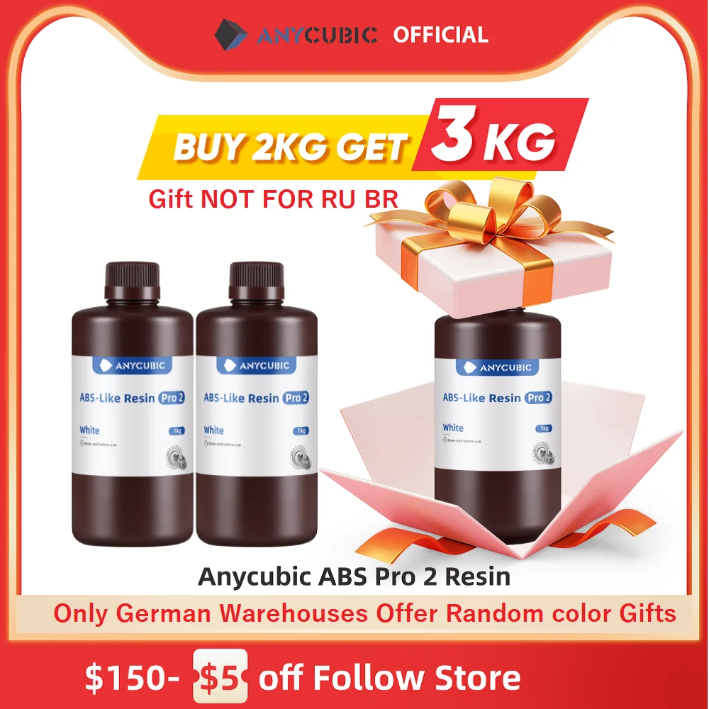 Anycubic Abs Pro 2 Resina 405Nm Poliresina Fotosensibile Ad Alta Precisione Con Restringimento Minimo Per Stampante 3D Lcd