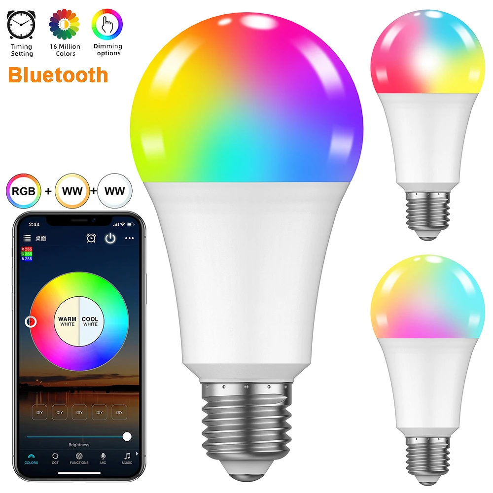 10W Bluetooth Smart LED Bulb 110/220V APP Remote Control Timer E27 RGBCW RGB Magic Lamp Home Bedroom Christmas Party Decoration
