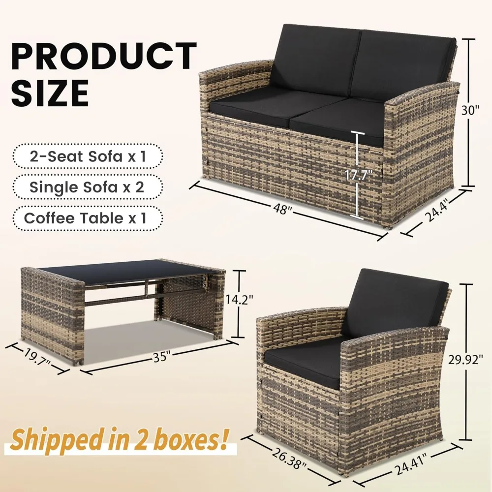 4-Piece Rattan Patio Conversation Set 6
