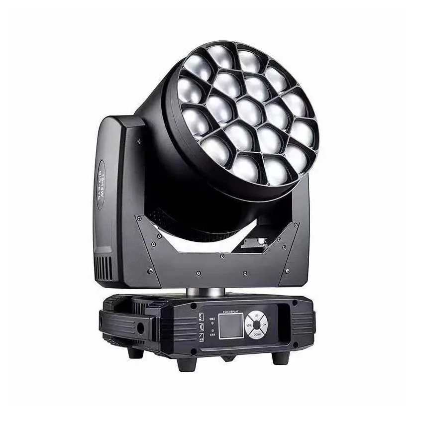 2pcs with case 19x40w Moving Head Light Projector Big Bee Eyes, 4 in 1 Zoom Wash Beam, Professional DJ Chang Stage Lighting, DMX 4