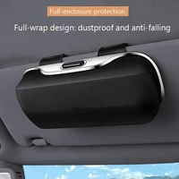 Boîte à lunettes de voiture avec interrupteur à pression, porte-lunettes pour pare-soleil, tissu souple interne, résistant aux rayures, résistant aux chocs, mallette de rangement pour lunettes 3