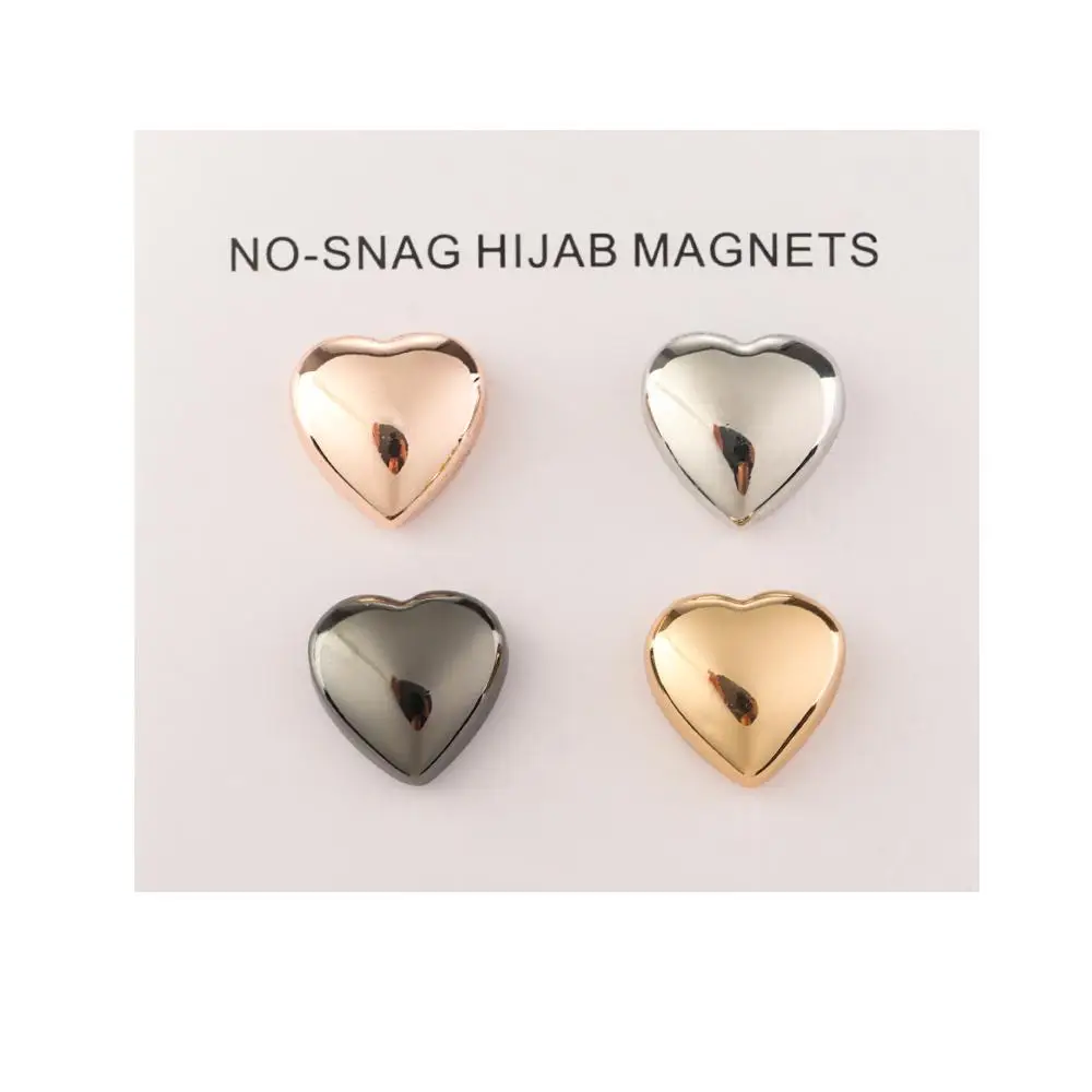 4PCS Strong Metal Plating Magnetic Hijab Clip Safe Hijab Brooch Luxury Accessory No Hole Pins Brooch Magnet for Muslim Scarf 4