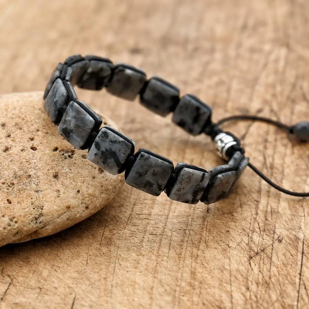 10MM Square Labradorite Natural Stone Braided Bracelet bangle bracelet stone bracelet Bohemia Punk Macrame Man Women Friendship Charm Bracelet Bangle Jewelry
