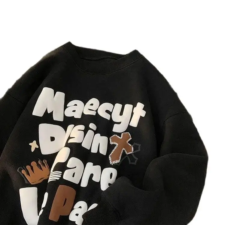 Letter Printing Pullover Hoodie Thick Money Round Neck Sweater For Men And Women Korean Version Loose Couple Casual Long Sleeve