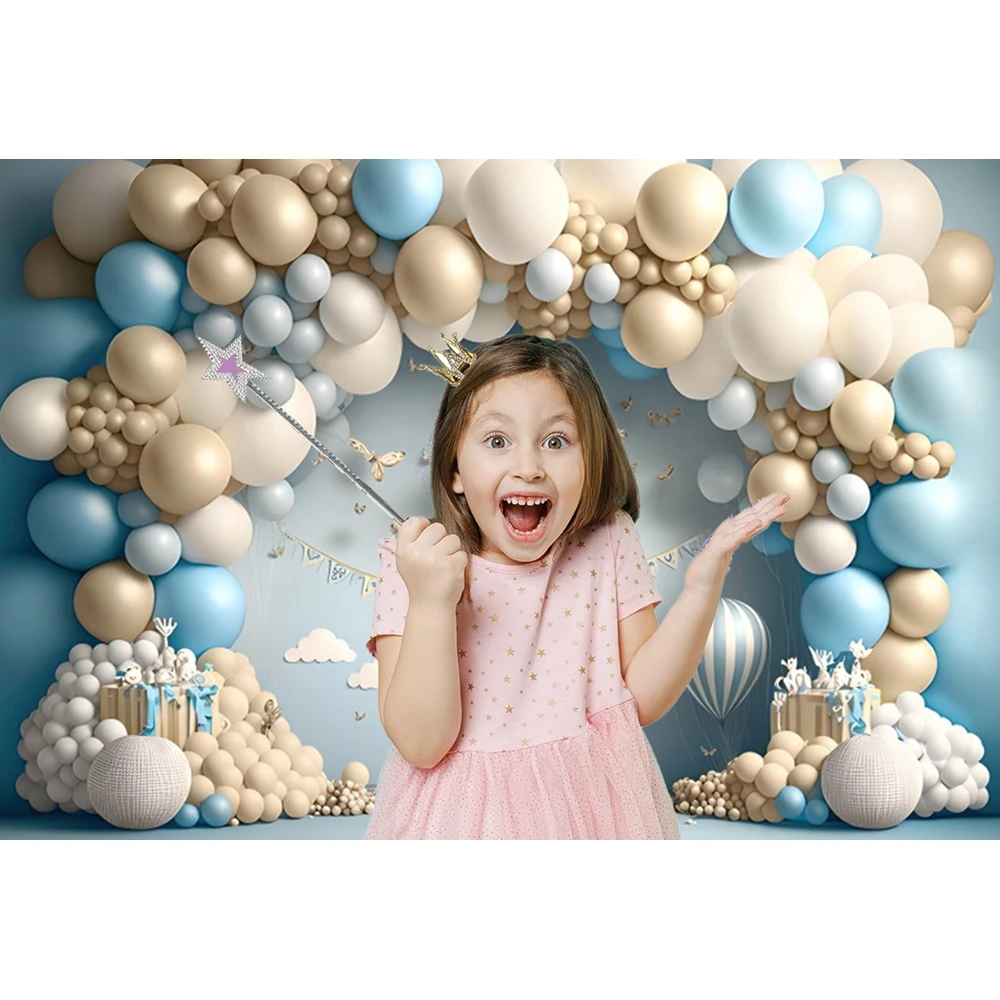 Photo Backdrop AI Balloon Baby 1st Birthday Backdrop Photography Newborn Shower Party Table Decor Baby Photo Photographic Cake Smash Background