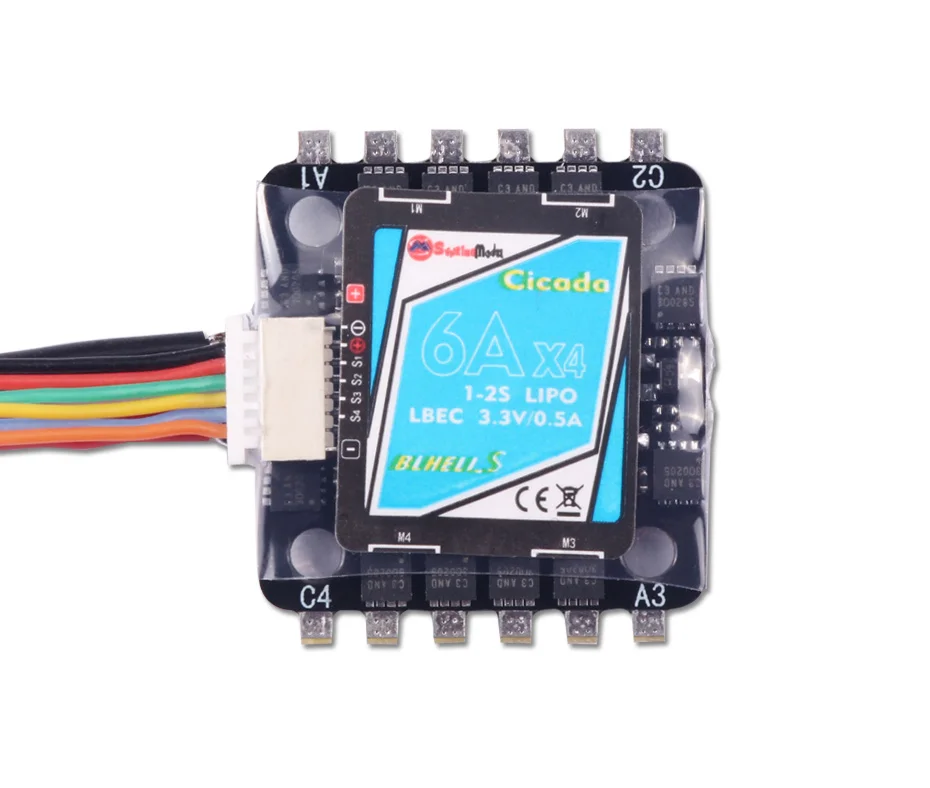 

20X20mm SunriseModel Cicada 6A BLHELIS 1-2S 4in1 Brushless ESC 0.5A/3.3V BEC for FPV Stack FPV Freestyle Drones DIY Parts