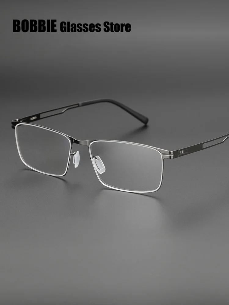 

Ultra-light Glasses Frame Men's Screws Free Gold Half Rim Myopia Eyeglasses Anti Blue Light Comfortable Thin Steel Frames 2023