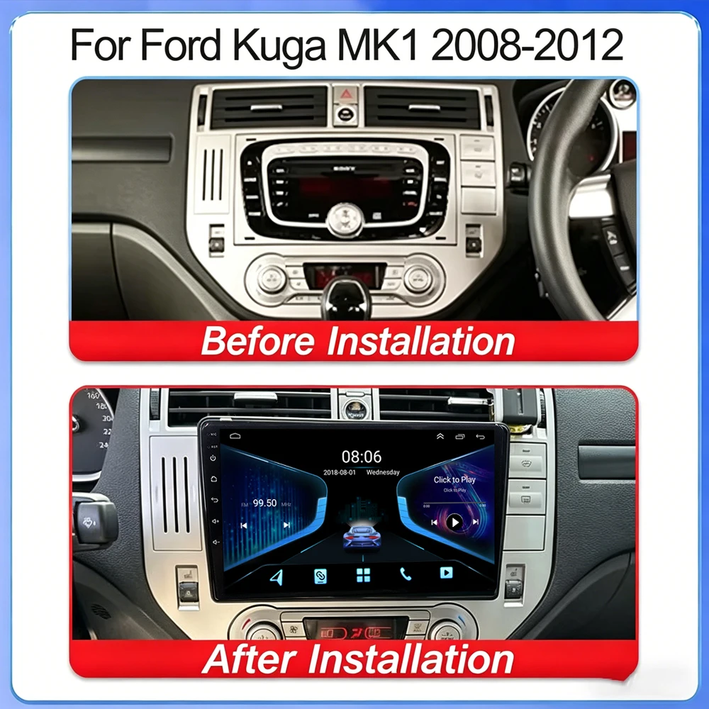 Autoradio GPS Android 16 per Ford Kuga MK1 2008-2012, Multimedia, Carplay, Navigazione, Unità Principale Stereo con Touch Screen, Senza Lettore DVD 2din - immagine 2
