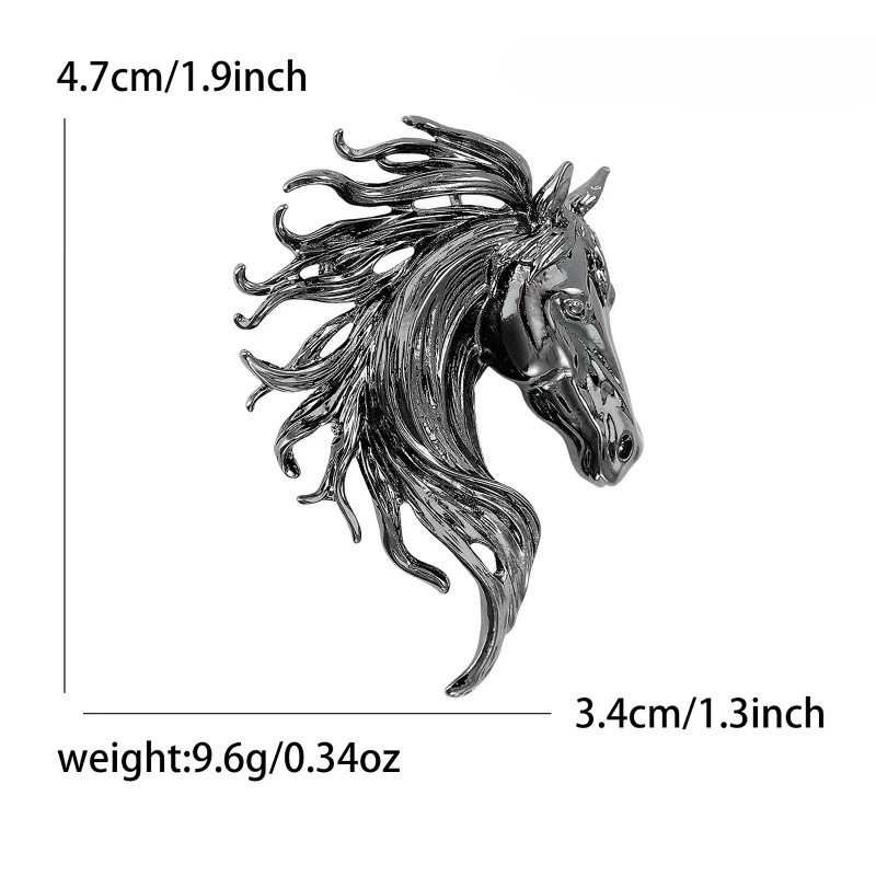 Luxurious Gloss Horsehead Brooch Women's Twelve Zodiac Animal Pin Casual Party Accessories New  Year  Gift for  Friends