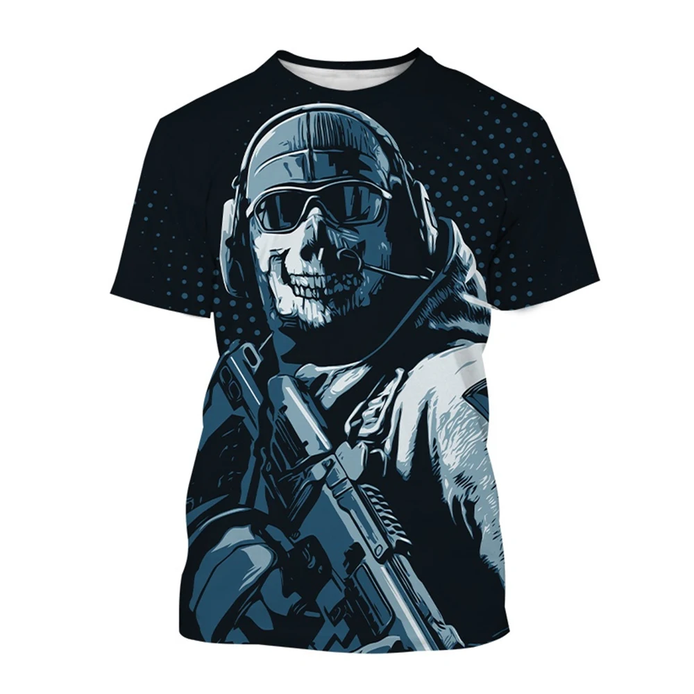thumbnail image 1 of Juegos de disparos populares, moda de verano, patrones de diseño creativo, impresión 3D, camiseta personalizada estimulante a la moda, 1 of 4