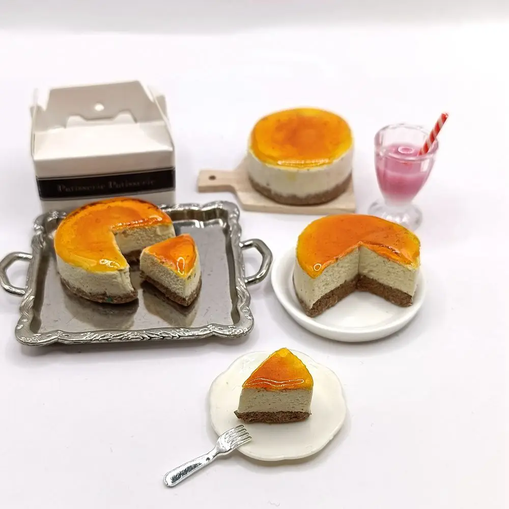 NEW 1PCS 1/6 Scale Dollhouse Miniature Cheese Cake Pretend Food Mini Cake for Blyth OB11 BJD Dolls Toys Accessories 2