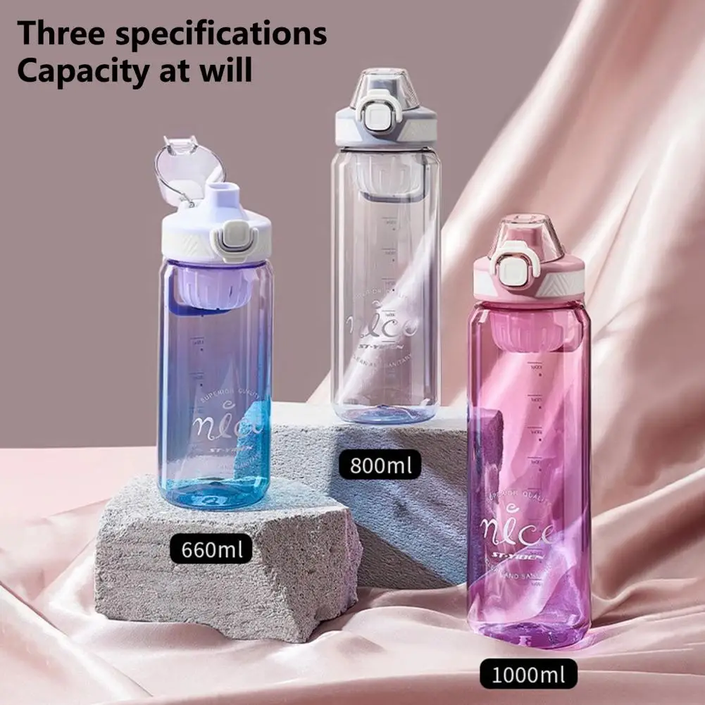 660ML/800ML/1000ML Sports Water Bottle Leakproof Clear Scale Water Cup High Temperature Resistant Sports Bottle for
