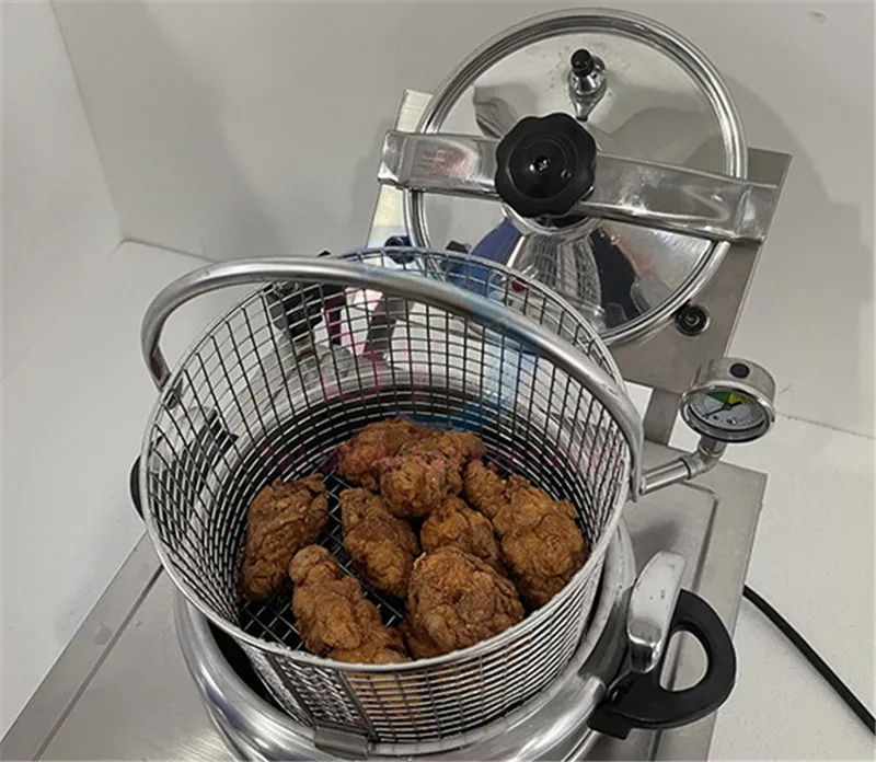 16L Commercial Electric Bench Type Mini Deep Pressure Fryer Oven For Broast Fried Chicken Stove Small Frying Machine 110V 6