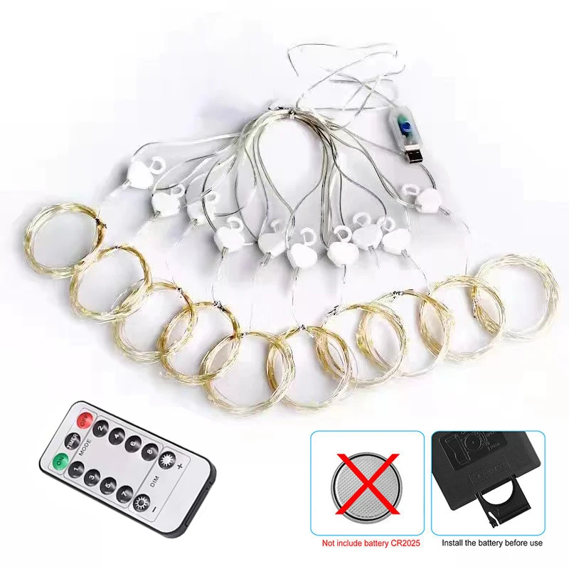 Enchanting USB-Powered Fairy Curtain Lights with Remote Control - Waterproof String Lights for Indoor & Outdoor Decor