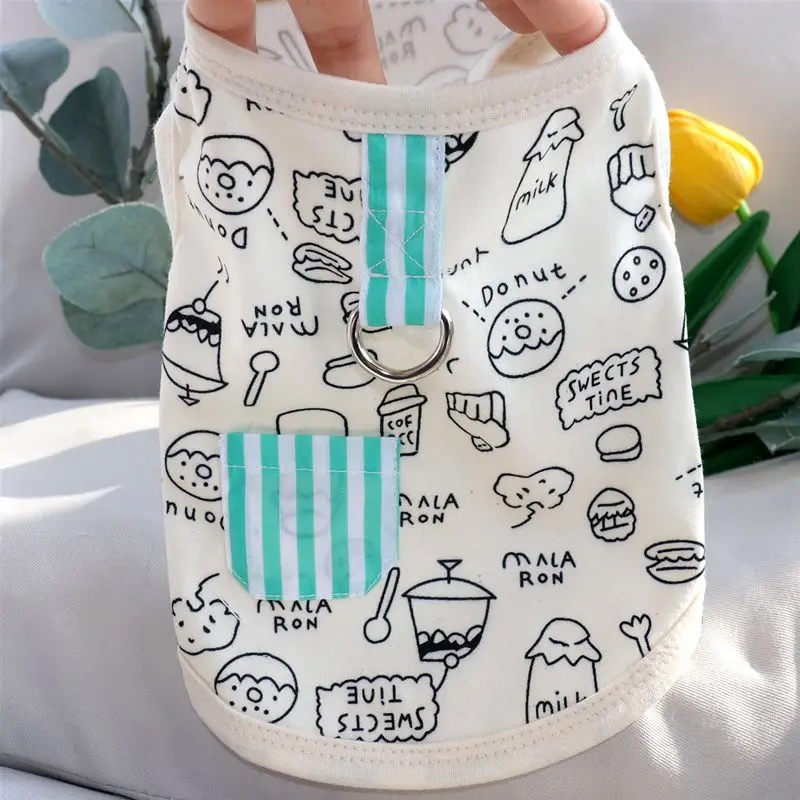 thumbnail image 1 of Camisetas de verano para perros, ropa con estampado de grafiti de dibujos animados, camisetas lisas para cachorros y gatos, chalecos finos y suaves de moda para chihuahuas y yorkshire, 1 of 5