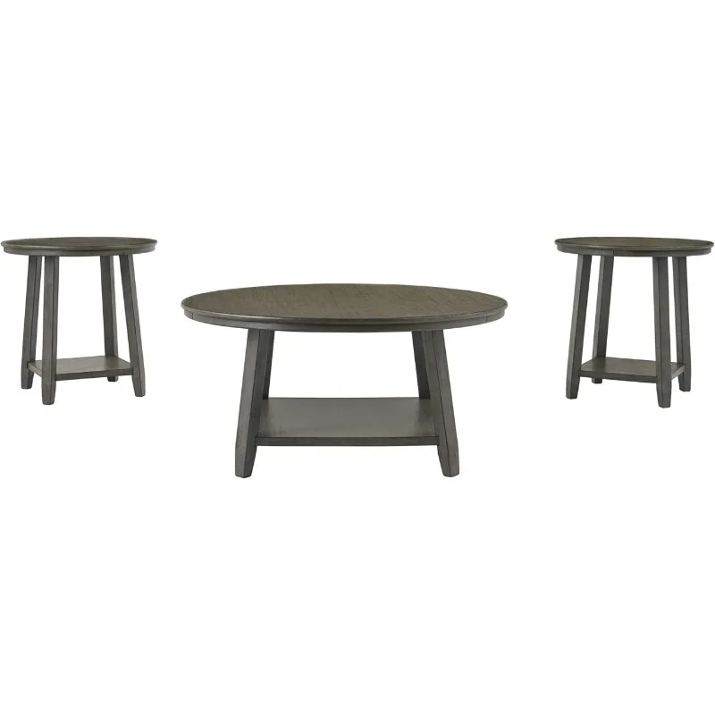

Signature Design by Ashley Caitbrook Neutral 3 Piece Table Set with Coffee & 2 End Tables, Grayish Brown