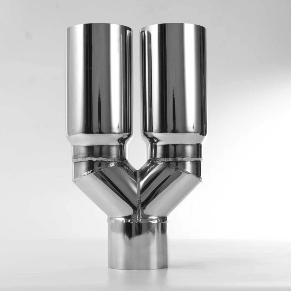 2.5 Inlet 3 Outlet Stainless Steel Exhaust Muffler Tip Blast Pipes ...