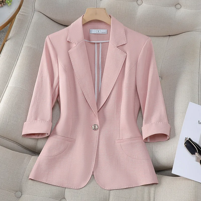 

Half Sleeve Elegant Blazers Jackets Coat for Women Formal Styles Professional Ladies Business Work Wear Career Interview Outwear