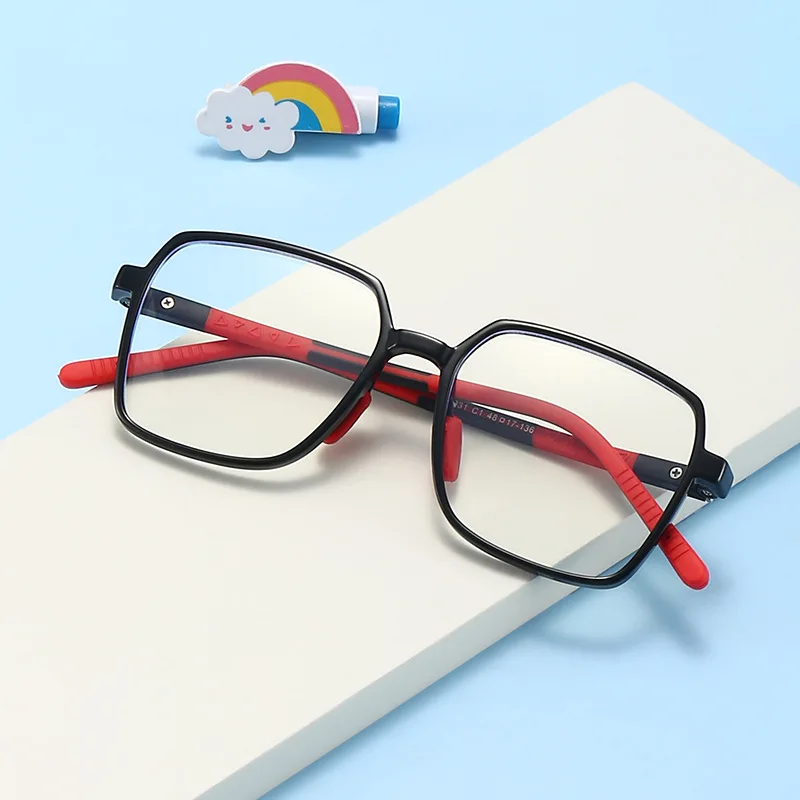 Silicone Kids TR Glasses Frame Girls Boys Square Blue Light Blocking Glasses Myopic Hyperopic Eyewear