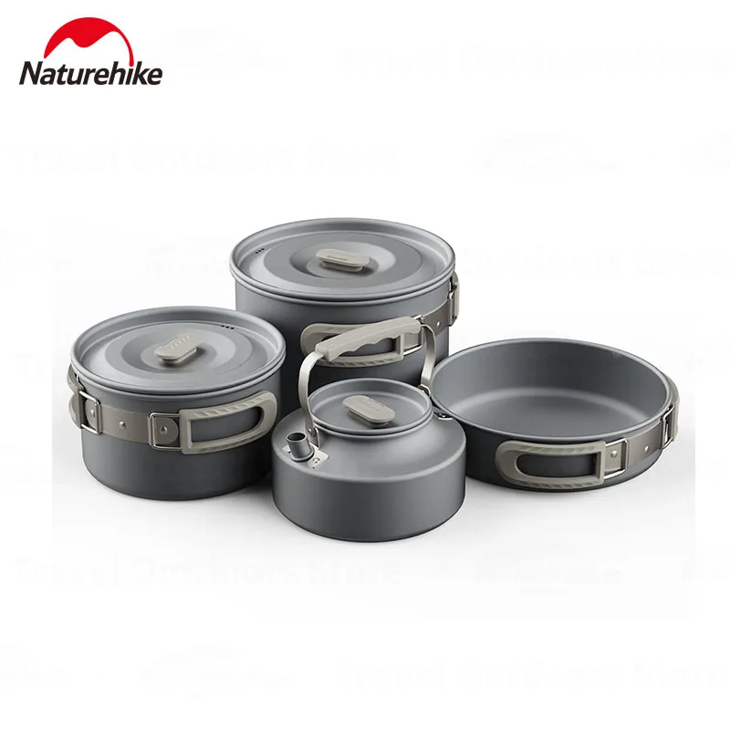 Kitchen Utensils Camping Cookware Camping Cookware Set Naturehike Outdoor Tableware Pot Frying Pan Kettle Aluminum Alloy Portable Kitchenware Camping Cookware Picnic Jacketed Kettle