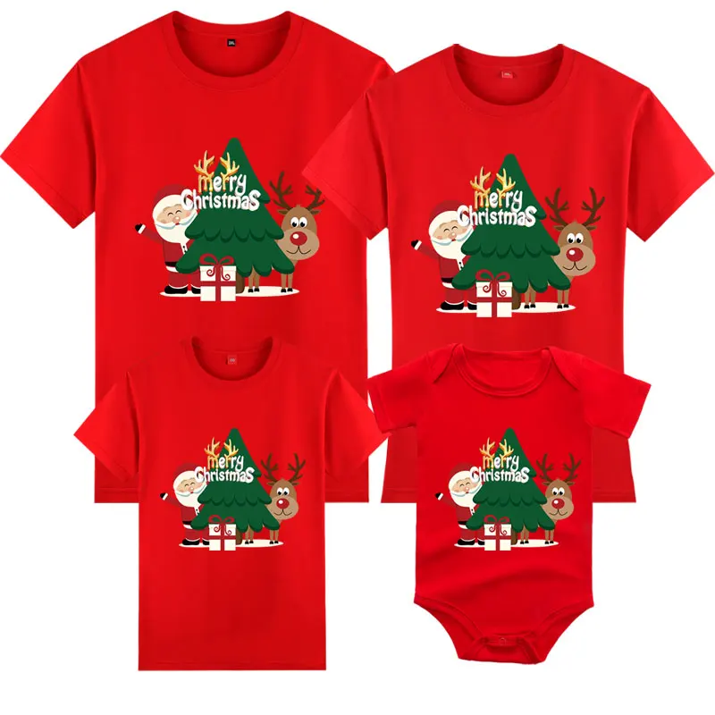 Camiseta familiar de Feliz Navidad, ropa divertida a juego para madre, padre, hija e hijo, para adultos y niños, tops, trajes de mameluco para bebé